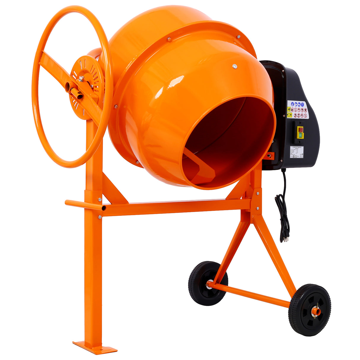 Cement Mixer 5 Cu. Ft Electric Concrete Machine 650W AC Motor Portable Power for Mortar Stucco and Fodder