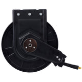 Retractable Air Hose Reel With 3/8" Inch x 50' Ft Heavy Duty Steel Auto Rewind Pneumatic Industrial Grade Rubber 300 PSI--Black