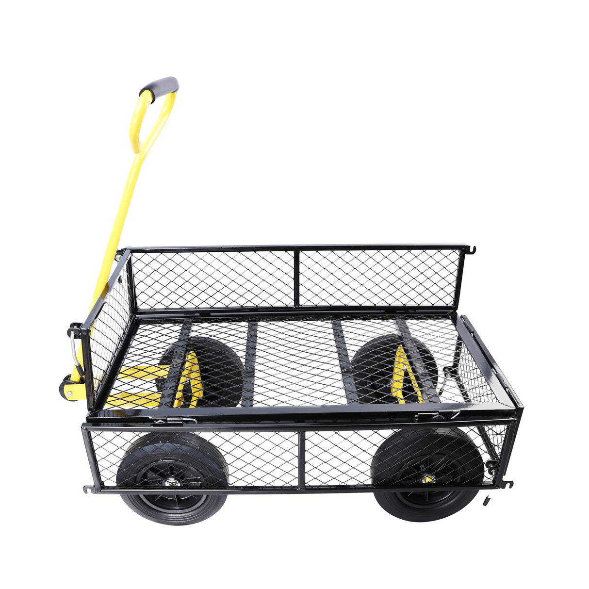 Solid Wheels Tools Wagon Cart Garden Trucks Transport Firewood Black Yellow