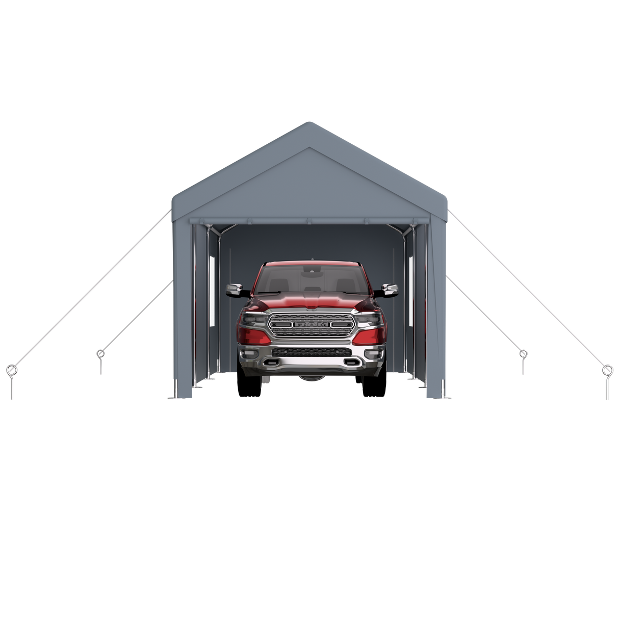 Abri d'auto 10' x 20', auvent de garage portable robuste avec 2 portes enroulables et 4 fenêtres ventilées - gris