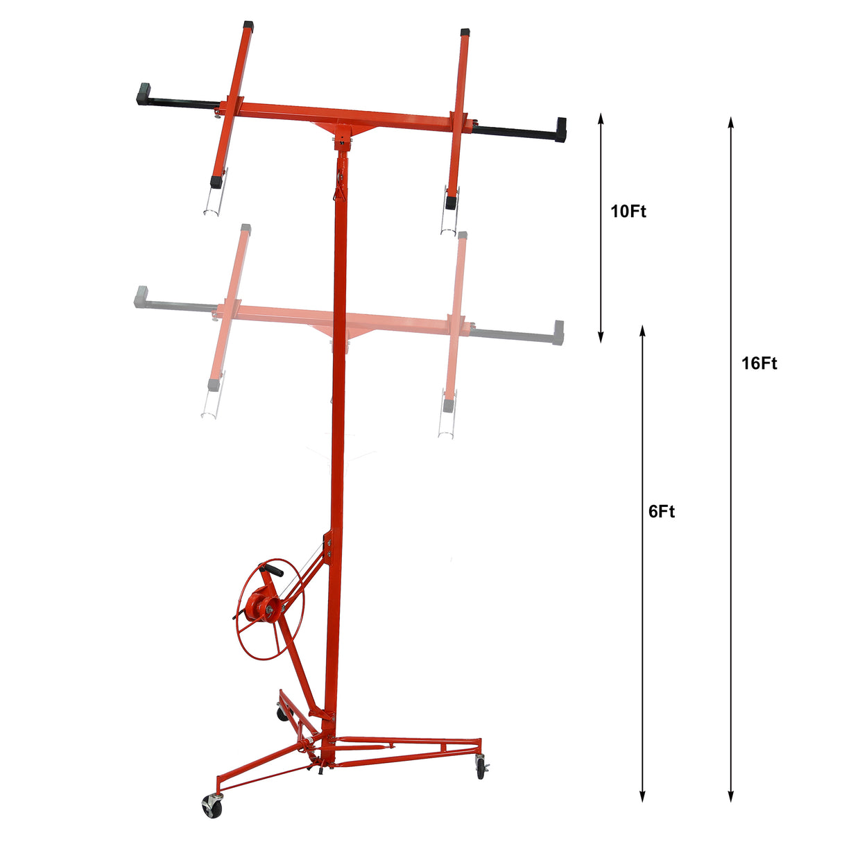 Drywall Panel Hoist Lift Rolling Jack Lifter 16ft Red