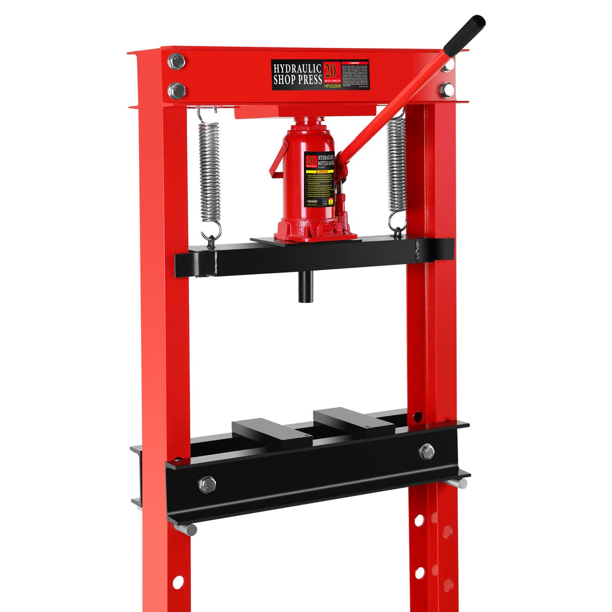 20 Ton Hydraulic Shop Floor Press Steel H-Frame Adjustable Working Table Stand Jack para sa Mga Gear at Bearing na Pula