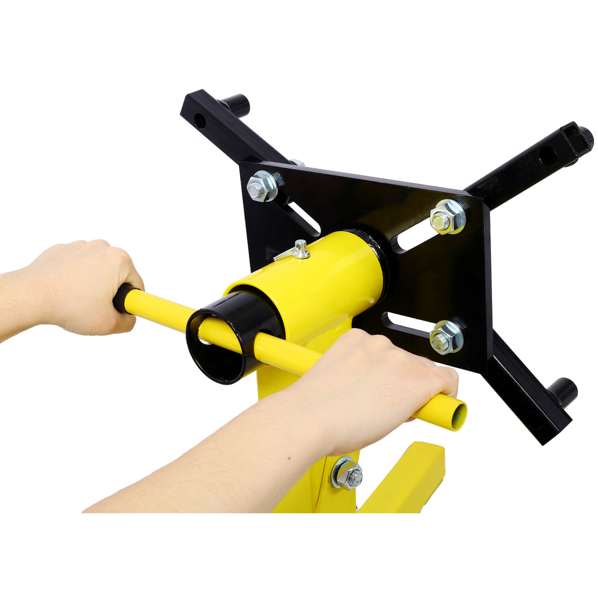 Folding Engine Stand 2000 LBS Capacity Motor Hoist 360 Degree Adjustable Mounting Head Dolly Mover Auto Repair Rebuild Jack--Yellow