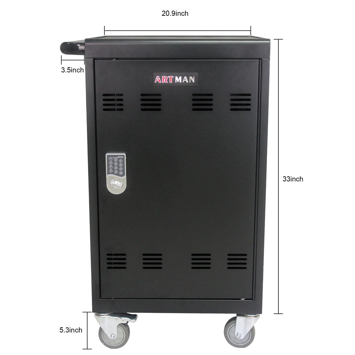 Mobile Charging Cart and Cabinet for Tablets Laptops 30-Device with Combination Lock Black