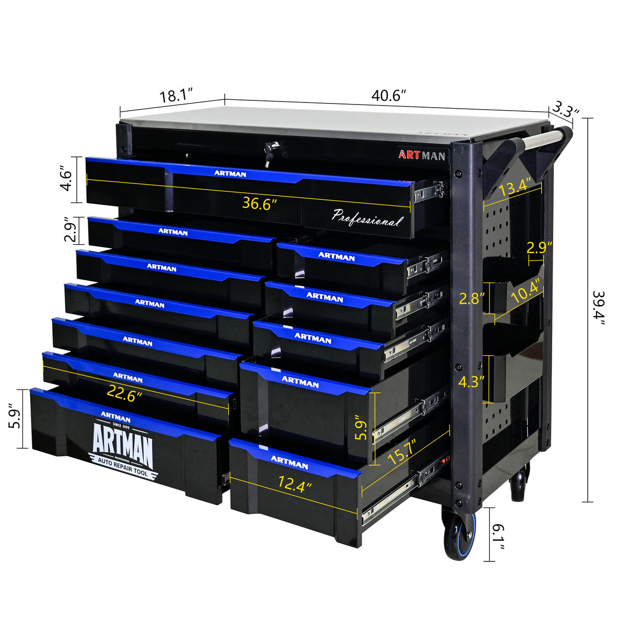 12-Layer Drawer Multi-Purpose Tool Car with Wheels Iron Top