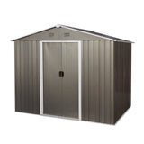 8ft x 6ft Outdoor Metal Storage Shed na may Floor Base Gray