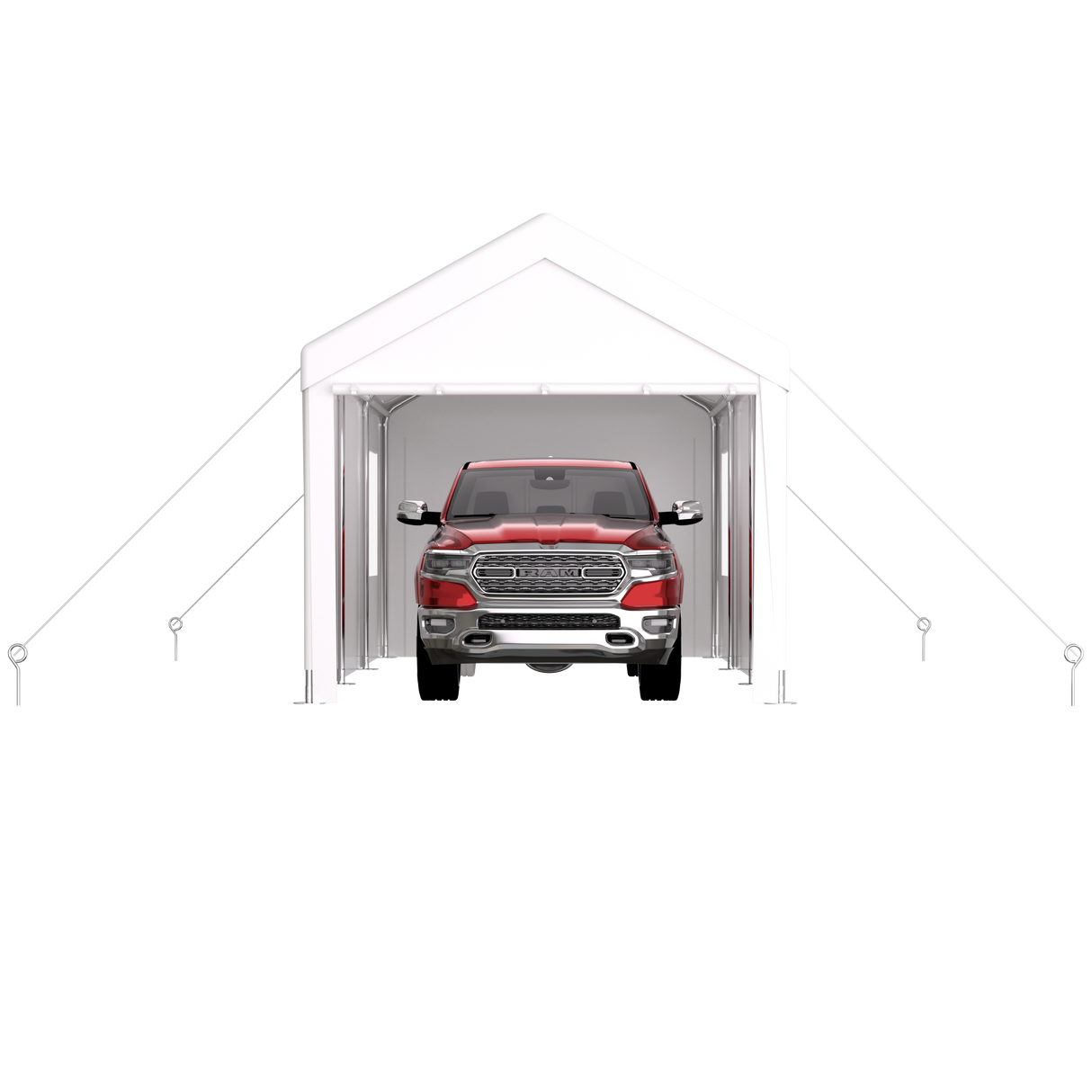 Abri d'auto 10' x 20', auvent de garage portable robuste avec 2 portes enroulables et 4 fenêtres ventilées