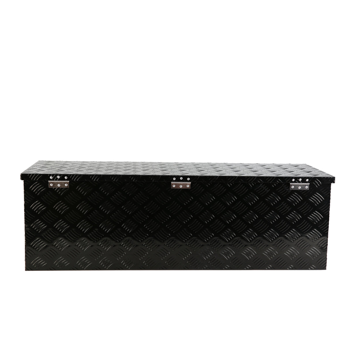 48 Inch Heavy Duty Aluminum Stripes Plated Tool long Box Pick Up Truck Bed RV Trailer Storage Organizer Waterproof Underbody Storage with Lock and Key (48"×15.2"×15.2")