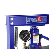 Steel H-Frame Hydraulic Shop Press na may Stamping Plate para Baluktot Ituwid o Pindutin ang mga Bahagi na may Pressure Gauge Install Bearings at U-Joints na 12 Ton (24,000 lb) na Kapasidad