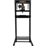 Steel H-Frame Hydraulic Garage/Shop Floor Press with Stamping Plates A Pressure Gauge 12 Ton (24,000 lb) Capacity Black