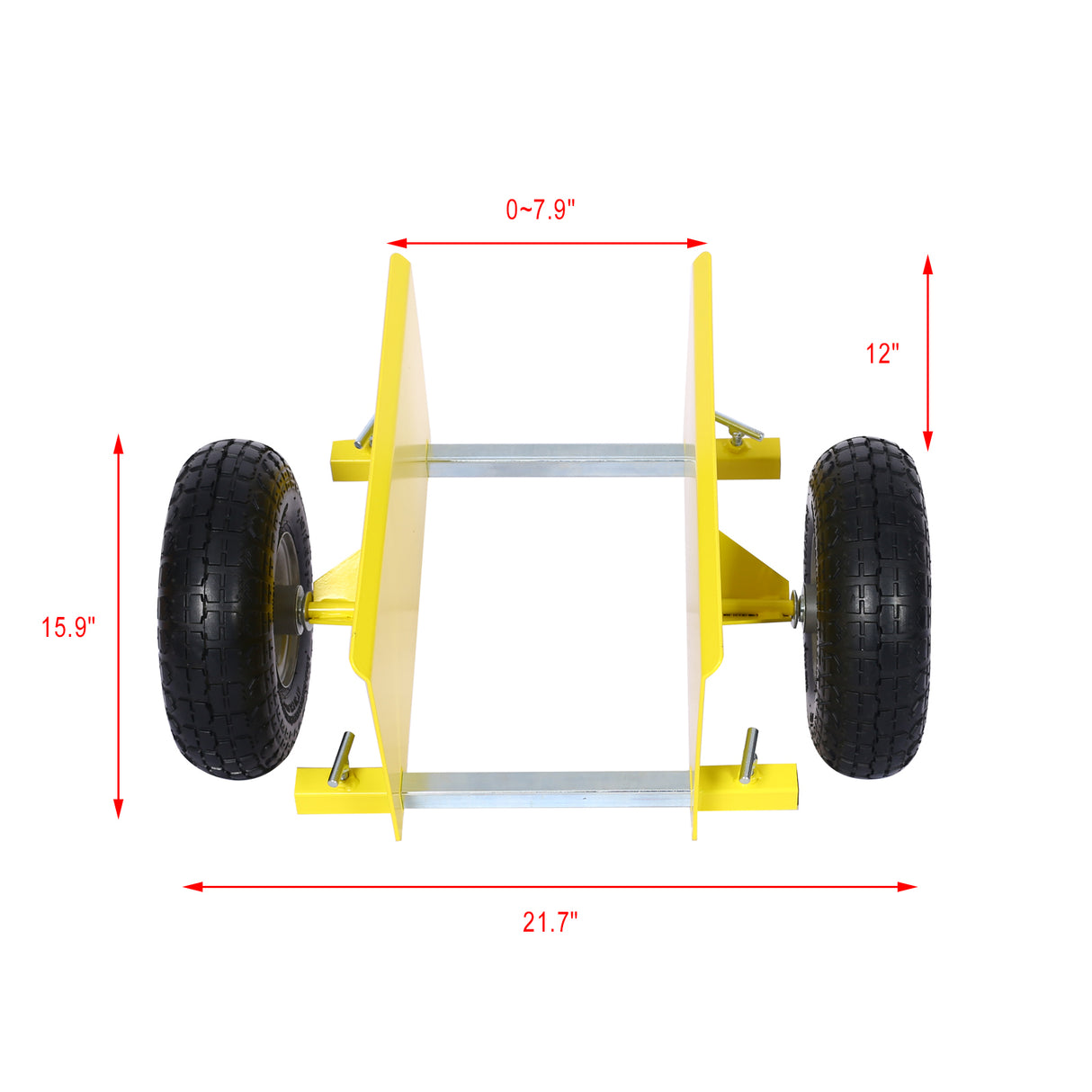 Plataforma rodante para paneles de 600 lb, 10 pulg. Ruedas Neumáticas Amarillas