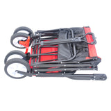 Collapsible Outdoor Utility Wagon Heavy Duty Folding Garden Portable Hand Cart Drink Holder Adjustable Handles Black Red