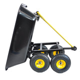 Folding Car Poly Garden Dump Truck with Steel Frame 10 inches Pneumatic Tire Black