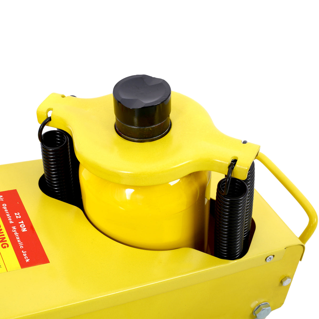 22 Ton Hydraulic Floor Jack Air-Operated Axle Bottle with 4 Extension Saddle Set Built-in Wheels Yellow