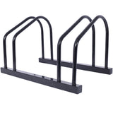 2 Bike Floor Bike Stand Parking Rack Garage Storage Indoor/Outdoor 22-28" Wheel Max Lapad ng Gulong 2.15" Black Painted