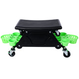 Roller Mechanic Detailing Creeper Utility Seat Stool with Wheels Removable Tool Trays Drawer 300 Lbs Capacity for General Garage and Home Use--Green