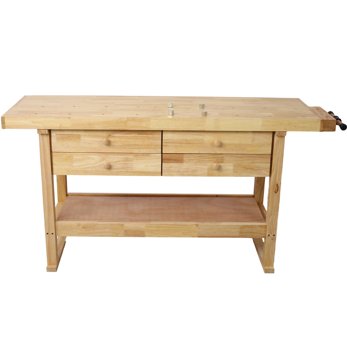 60in Wooden Workbench na may 4 na Drawers para sa Garage Workshop at Home--Natural