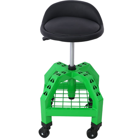 Pneumatic 360 Degree Swivel Stool Mechanics Rolling Creeper Seat Heavy Duty Rolling Shop na may Casters Green na 300 lbs na Kapasidad