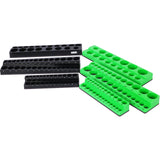 6-Piece Magnetic Socket Organizer Holder Set Includes 1/4" 3/8" 1/2" Drive Metric SAE Trays Holds 141 Pieces Standard Size and Deep Size Sockets(Socket not Included)--Green and Black