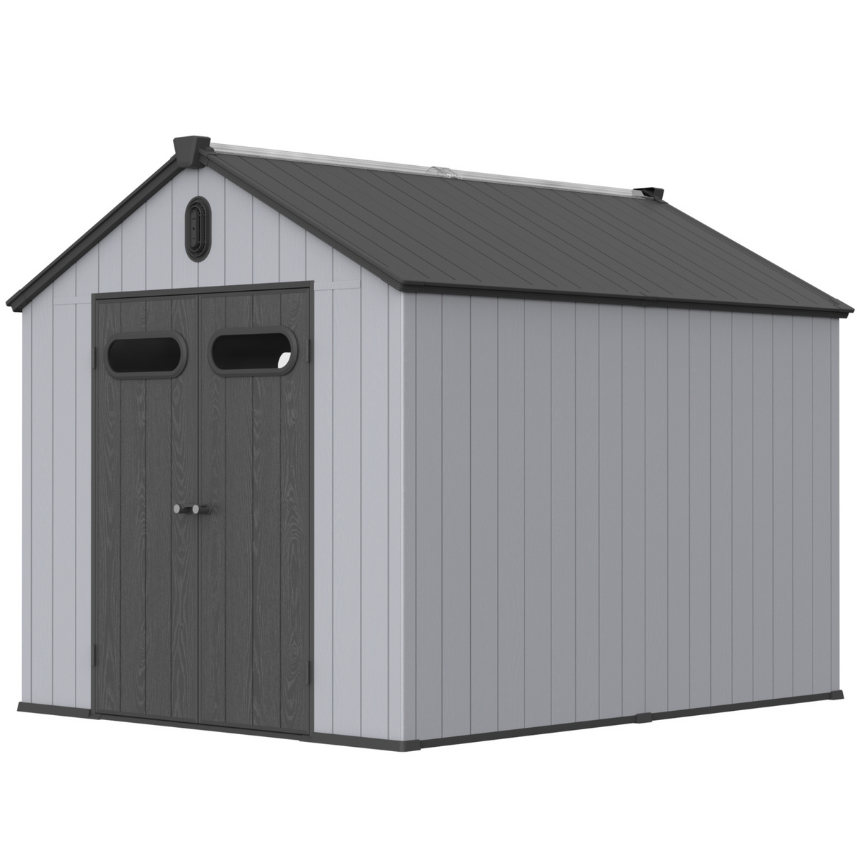 8×10ft Plastic Storage Shed para sa Backyard Garden Big Spire Tool Black Gray