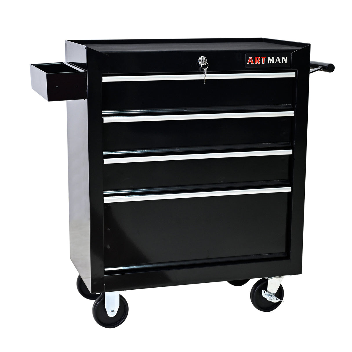 4 Drawers Multifunctional Tool Cart with Wheels Black