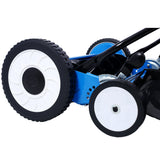 16-Inch 5-Blade Push Reel Lawn Mower with Grass Catcher 4 Wheels Blue