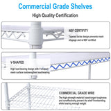 6 Tier 6000lbs Capacity NSF Metal Shelf Wire Shelving Unit Heavy Duty Adjustable Storage Rack na may Mga Gulong at Shelf Liner para sa Commercial Grade Utility Steel White 82"H x 48"L x 18"D