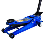 3T Heavy Duty Horizontal Double Pump Floor Jack Foot Model and Steel Racing with Dual Piston Quick Lift Pump 6,000 lb Capacity--Blue