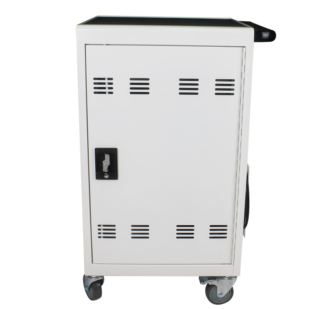 Carro de carga móvil y gabinete para tabletas, portátiles, 30 dispositivos con cerradura de combinación, color blanco