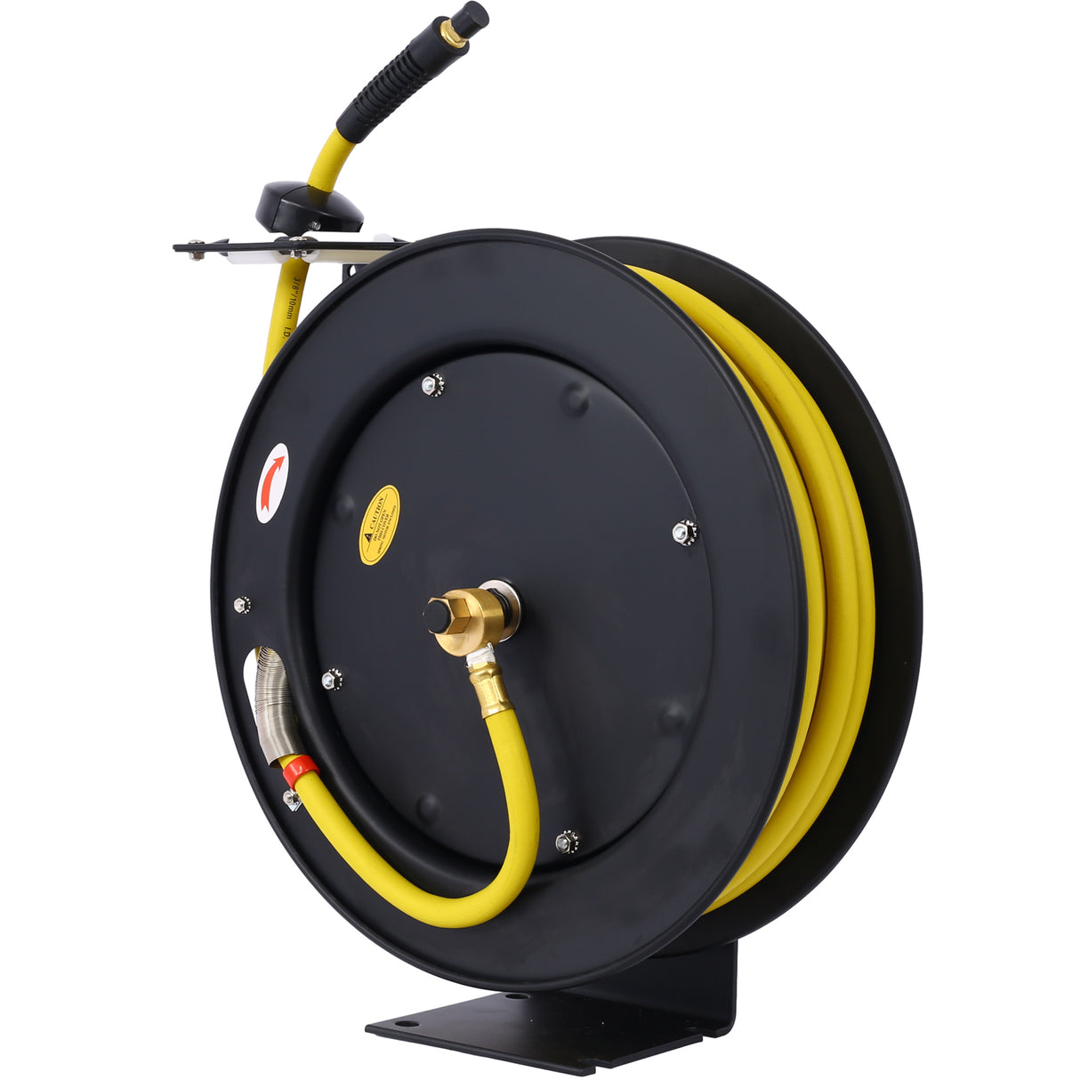 Air Hose Reel Retractable 3/8" Inch x 50' Foot SBR Rubber Max 300PSI Heavy Duty Industrial Steel Single Arm Construction