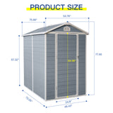 4x6ft Resin Outdoor Storage Shed Kit-Perfect to Store Patio Furniture Grey