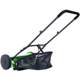 16-Inch 5-Blade Push Reel Lawn Mower with Grass Catcher Green