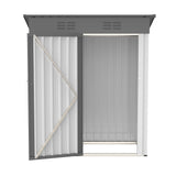 Hangar de rangement extérieur en métal galvanisé, 5X3 pieds, jardin avec portes verrouillables, outil pour Patio, pelouse, poubelles d'arrière-cour, blanc