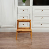 Acacia Wood Two Steps Stool Maliit na Sukat Parihaba 250 lbs Kapasidad