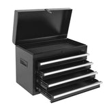 Organizador de taller con ruedas, caja de herramientas desmontable con 5 cajones, armario de almacenamiento grande y estante ajustable, color negro