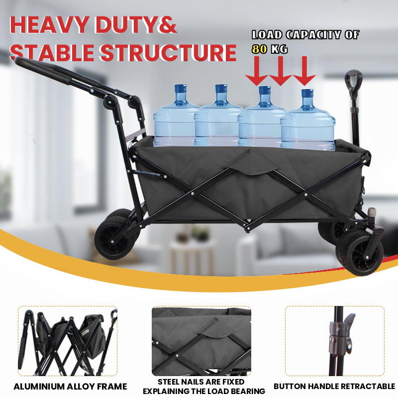 Utility Park Garden Cart Tool Customized Color Folding Camping Trolley Outdoor Picnic Beach Wagon Black 230 lbs Capacity