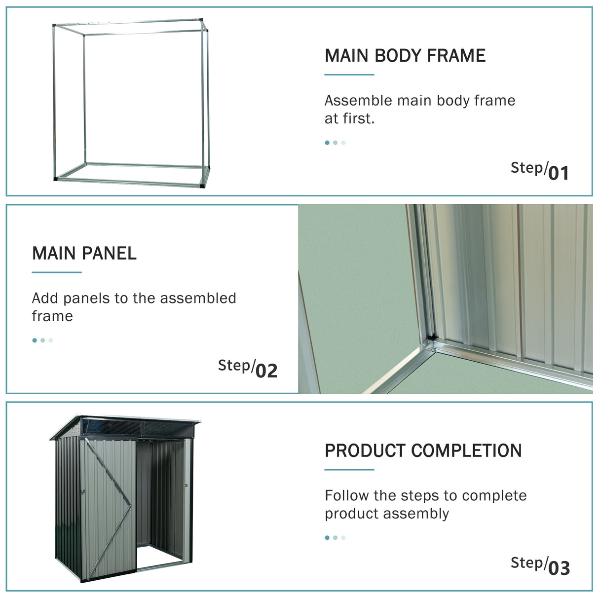 5 Fuß x 3 Fuß Outdoor-Lagerschuppen aus Metall, transparente Platte, schwarz