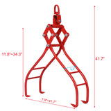 4 Claw Timber Log Lifting Logging Tongs Grabber Tong 36" Red