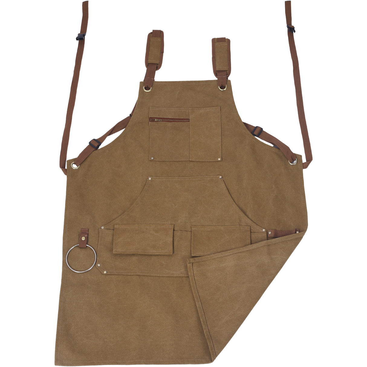 Long Heavy Duty Canvas Tool Apron Carpenter Woodworking Apron Mga Karpintero 16 Oz Ganap na Naaangkop sa Kumportableng Pagkasyahin sa Mga Lalaki at Babae na hindi na-wax