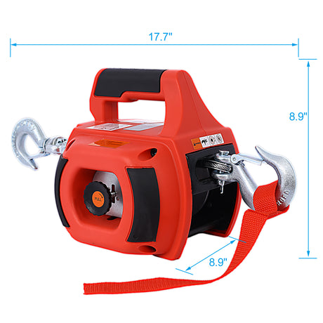 Drill Winch Hoist Portable 750 LB Capacity na may 40 Feet Steel Wire para sa Lifting Dragging--Red