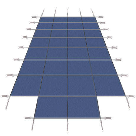 Ang Cover Safety ng Pool ay umaangkop sa 18x36ft Rectangular Ingground Winter Swimming Pool na may 4x8ft Center End Step Triple Stitched High Strength Mesh PP Great Rain Permeability Installation Hardware--Blue Mesh