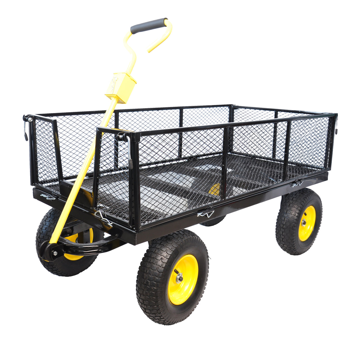 Grand chariot de jardin, camions de transport de bois de chauffage, charge statique maximale 880 lb, jaune et noir