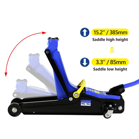 Floor Jack 2 Ton Low Profile Floor Jack HeavyDuty Steel Racing Floor Jack with Single Piston Quick Lift Pump Floor Jack Lifting Range 3.3"-15.2"