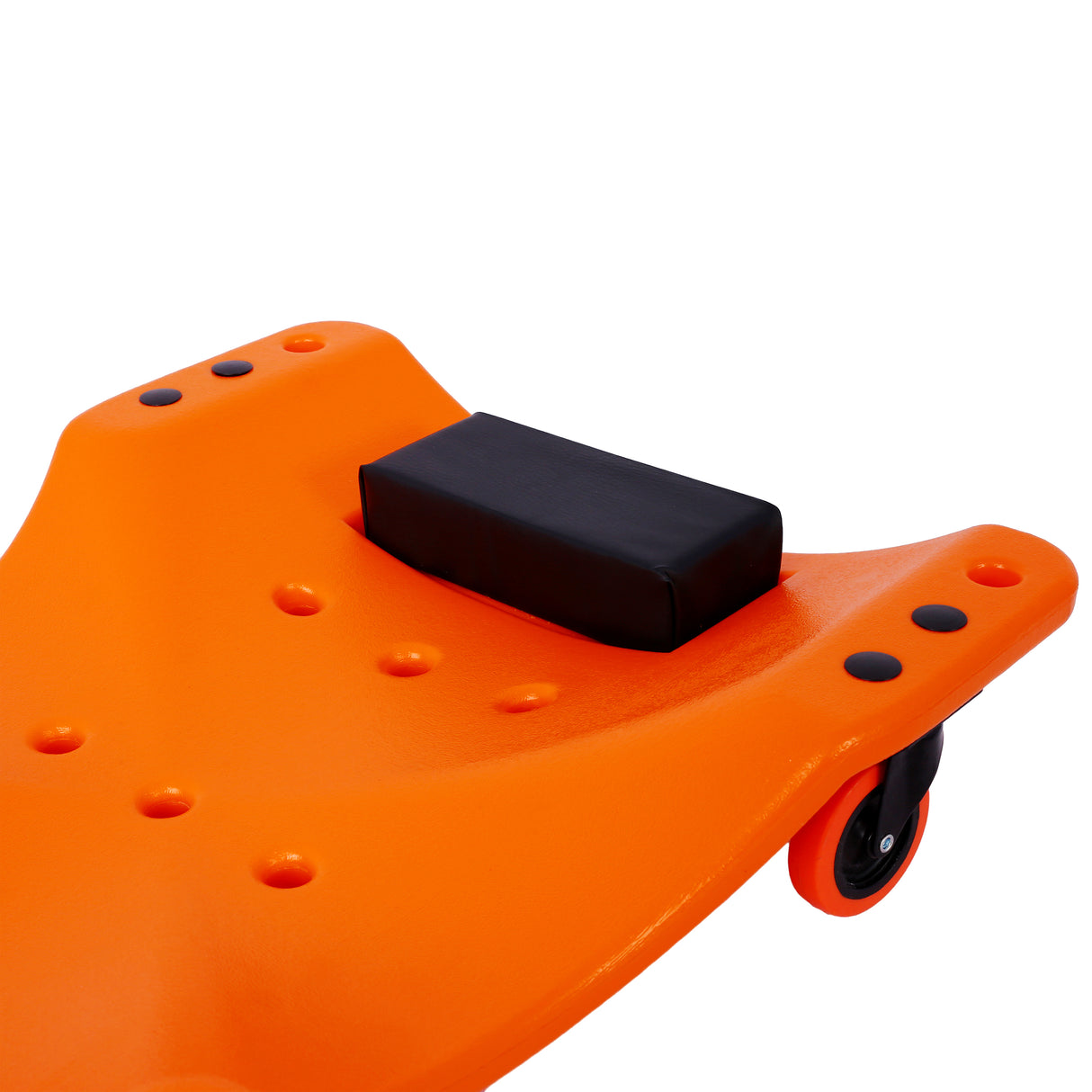 Plastic Creeper 48 Inch Blow Molded Ergonomic HDPE Body with Padded Headrest & Dual Tool Trays 440 Lbs Capacity Orange