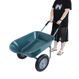 Wheel Barrow Two wheeled Trolley for Green Garden 15 inch Pneumatic 300 lbs Capacity