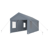 Abri d'auto 10' x 20', auvent de garage portable robuste avec 2 portes enroulables et 4 fenêtres ventilées - gris