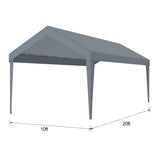 Cubierta de toldo de repuesto para cochera de 10 x 20 pies Lona impermeable y protegida contra rayos UV con 72 hebillas elásticas Traje para refugio de garaje El marco no está incluido - Gris