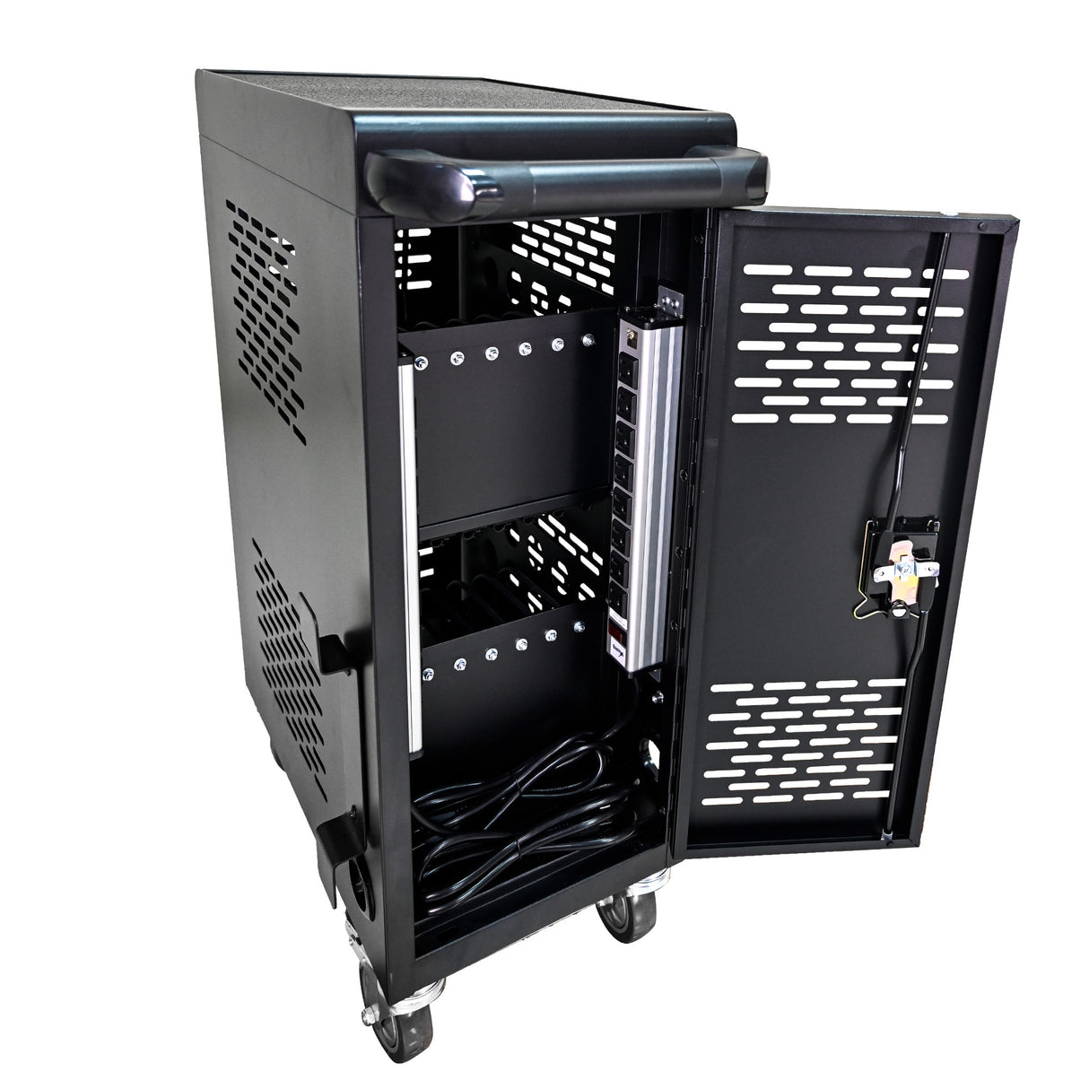 16-Compartment na Matatanggal na Locking Charging Cabinet para sa Laptop Chromebook Black