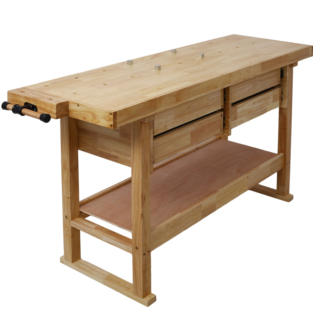 60in Wooden Workbench na may 4 na Drawers para sa Garage Workshop at Home--Natural