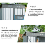 5 X 3 Ft Outdoor Storage Shed Galvanized Metal Garden with Lockable Doors Tool For Patio Lawn Backyard Trash Cans White